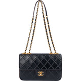 Chane Quilted Lambskin Single Flap Crossbody Bag