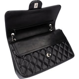Chanel Quilted Lambskin Palladium Jumbo Double Flap Crossbody Bag