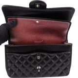 Chanel Quilted Lambskin Palladium Jumbo Double Flap Crossbody Bag