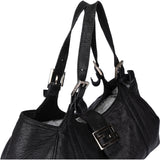 Fendi Black Leather Baguette Buckle Handbag