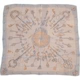Hermès Classic "Les Clefs" Silk Carre 90 Scarf Tuch