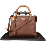 Gucci Brown Leather Bamboo Handbag