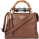 Gucci Brown Leather Bamboo Handbag