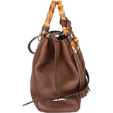 Gucci Brown Leather Bamboo Handbag