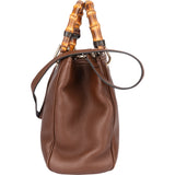 Gucci Brown Leather Bamboo Handbag