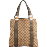 Gucci GG Monogram Bamboo Handbag - vintageandkickz