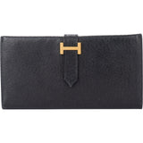 Hermès Emu Leather Bearn Soufflet Bifold Wallet
