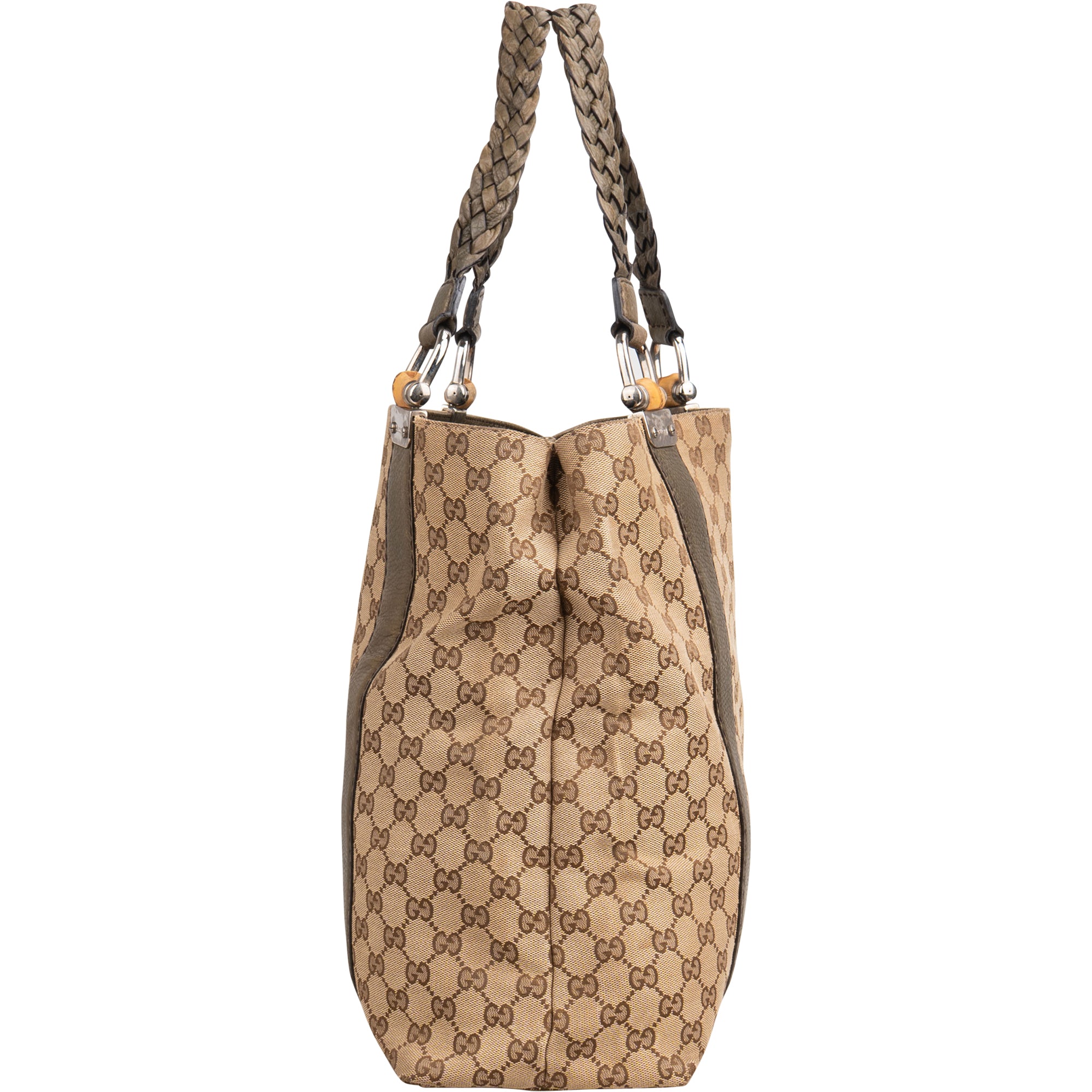 Gucci GG Monogram Bamboo Handbag - vintageandkickz