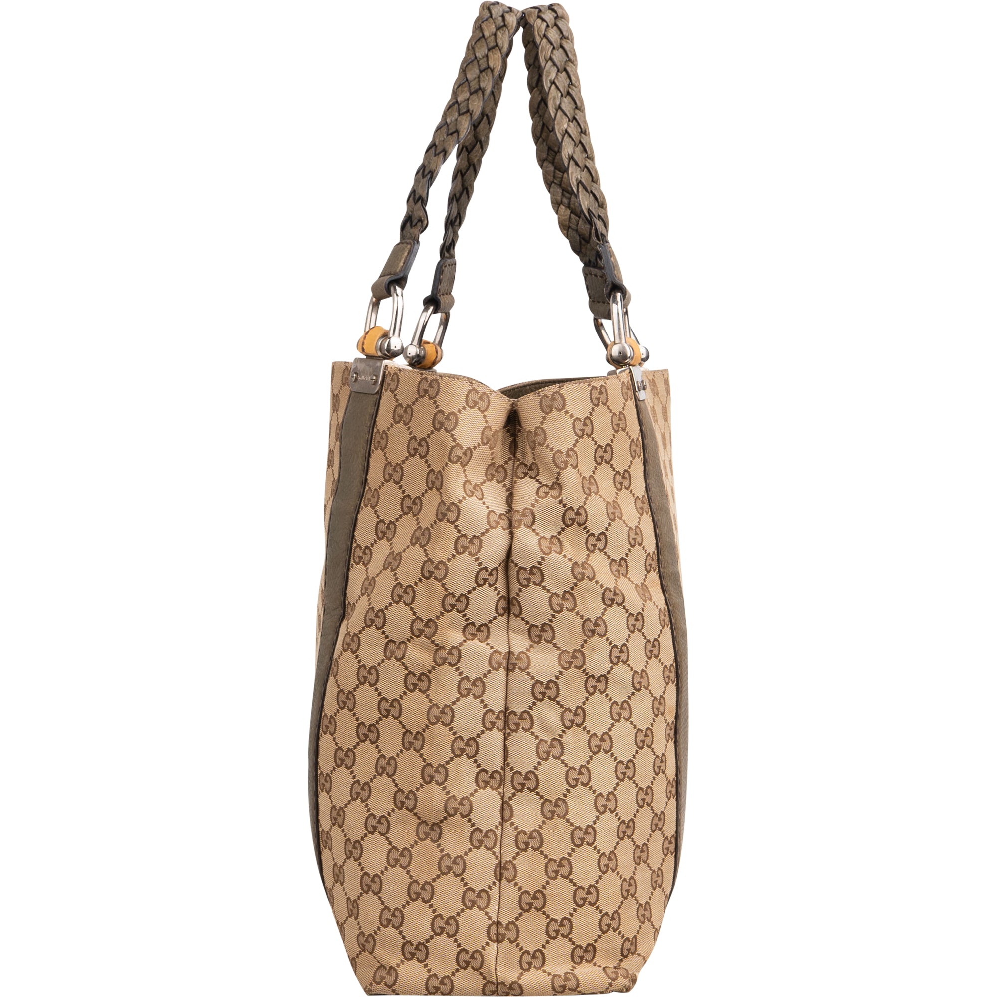 Gucci GG Monogram Bamboo Handbag - vintageandkickz