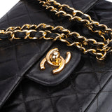 Chanel Quilted Lambskin 24K Gold 80s Double Flap Shoulder Bag