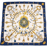 Hermès Classic "Les Clefs" Silk Carre 90 Scarf Tuch