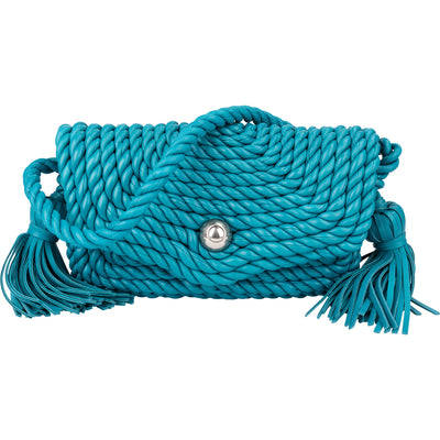 Bottega Veneta Braided Blue Leather Torchon Crossbody Bag