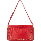 Miu Miu Red Leather Crystal Shoulder Bag