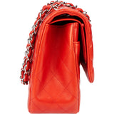 Chanel Quilted Lambskin Palladium Jumbo Double Flap Crossbody Bag