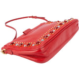 Miu Miu Red Leather Crystal Shoulder Bag