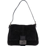 Fendi Black Suede Baguette Mamma Shoulder Bag