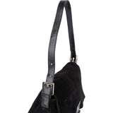Fendi Black Suede Baguette Mamma Shoulder Bag
