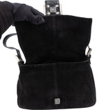 Fendi Black Suede Baguette Mamma Shoulder Bag