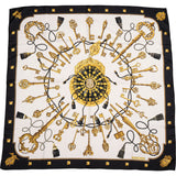 Hermès Classic "Les Clefs" Silk Carre 90 Scarf Tuch
