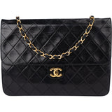 Chanel Quilted Lambskin 24K Gold Single Flap Shoulder Bag