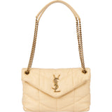 Saint Laurent Beige Leather Puffer Crossbody Bag