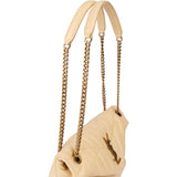 Saint Laurent Beige Leather Puffer Crossbody Bag