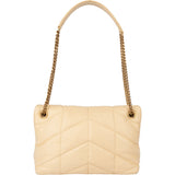Saint Laurent Beige Leather Puffer Crossbody Bag
