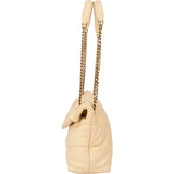 Saint Laurent Beige Leather Puffer Crossbody Bag