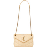 Saint Laurent Beige Leather Puffer Crossbody Bag