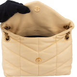 Saint Laurent Beige Leather Puffer Crossbody Bag