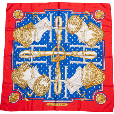 Hermès Classic "SELLES A HOUSSE" Silk Carre 90 Scarf Tuch - vintageandkickz