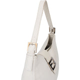 Fendi White Soft Leather Baguette Buckle Shoulder Bag