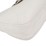Fendi White Soft Leather Baguette Buckle Shoulder Bag