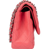 Chanel Quilted Lambskin Palladium Jumbo Double Flap Crossbody Bag