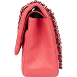 Chanel Quilted Lambskin Palladium Jumbo Double Flap Crossbody Bag
