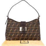 Fendi FF Monogram Baguette Buckle Shoulder Bag