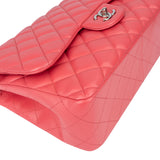 Chanel Quilted Lambskin Palladium Jumbo Double Flap Crossbody Bag
