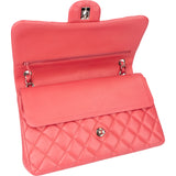 Chanel Quilted Lambskin Palladium Jumbo Double Flap Crossbody Bag