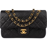 Chanel Quilted Lambskin 24K Gold Small Double Flap Crossbody Bag