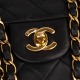 Chanel Quilted Lambskin 24K Gold Small Double Flap Crossbody Bag