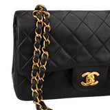 Chanel Quilted Lambskin 24K Gold Small Double Flap Crossbody Bag