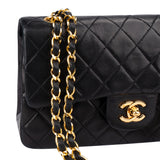 Chanel Quilted Lambskin 24K Gold Small Double Flap Crossbody Bag