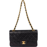 Chanel Quilted Lambskin 24K Gold Small Double Flap Crossbody Bag