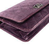 Chanel Quilted Velvet Boy Wallet On Chain Crossbody Bag