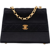 Chanel Stich Satin 24K Gold Single Flap Crossbody Bag