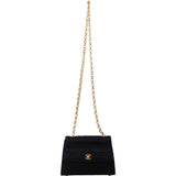 Chanel Stich Satin 24K Gold Single Flap Crossbody Bag