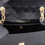 Chanel Stich Satin 24K Gold Single Flap Crossbody Bag