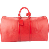 Louis Vuitton Rouge Epi Leather Keepall 55