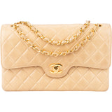 Chanel Quilted Lambskin 24K Gold Medium Double Flap Crossbody Bag