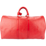 Louis Vuitton Rouge Epi Leather Keepall 55